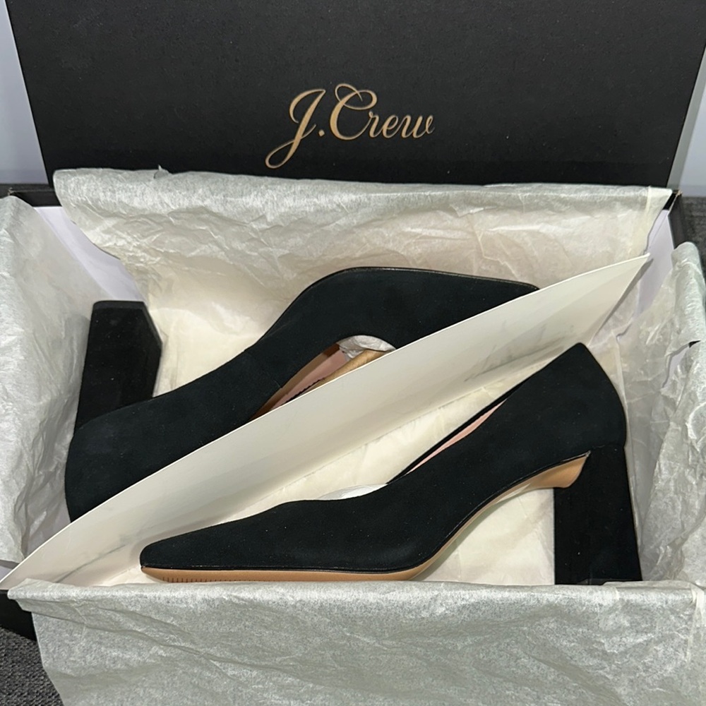 New JCrew Women's Black Kid Suede Pumps-Sz 5
